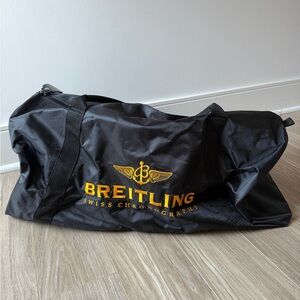 Breitling Swiss Large Logo Nylon Boston Travel Bag Made in Italy Black